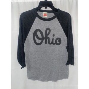 Homage Ohio State University Buckeyes Script Ohio 3/4 Sleeve Raglan Shirt Small